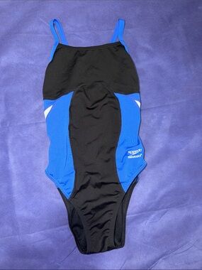 Speedo Black and Blue women’s Endurance One-Piece Swimsuit